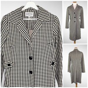 VTG JULIAN TAYLOR Coat Black White Houndstooth 12